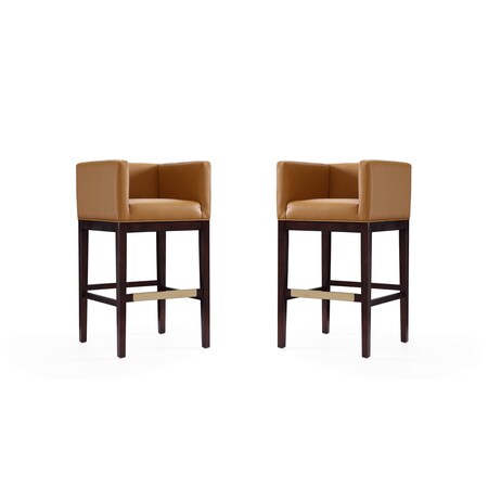 Manhattan Comfort Kingsley Barstool in Camel and Dark Walnut (Set of 2) 2-BS012-CL